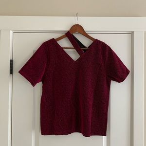 V neck shiny short sleeve